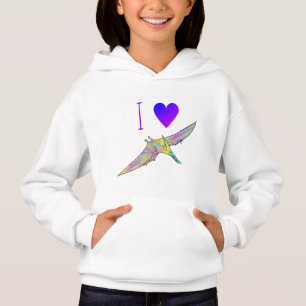 I Love Dinosaur Cute Colorful Flying Pterodactyl Hoodie