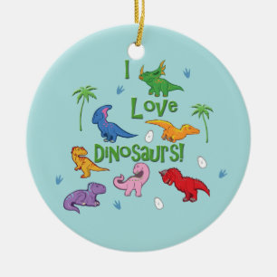 I Love Dinosaurs! (Cute) Ceramic Ornament