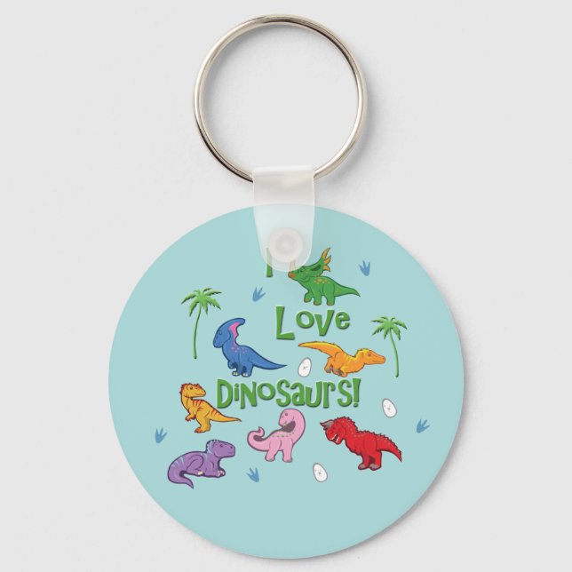 I Love Dinosaurs! (Cute) Keychain (Front)