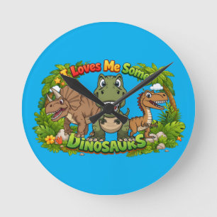 I Love Dinosaurs Cute Kid's Round Clock