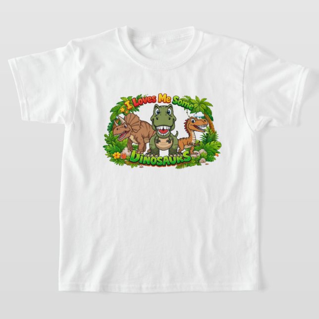 I Love Dinosaurs Cute Kids & Toddler Dinosaur T-Shirt (Laydown)