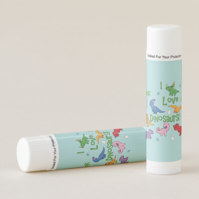 I Love Dinosaurs (Cute) Lip Balm (Front)
