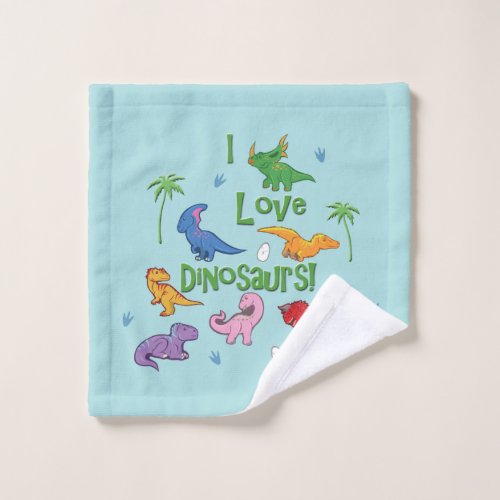I Love Dinosaurs Cute Wash Cloth