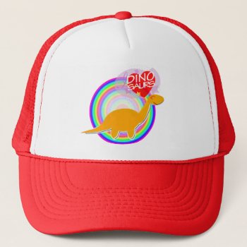 I Love Dinosaurs Orange Dino Diplodocus Hat/ Cap by dinoshop at Zazzle