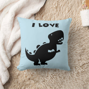 I Love Dinosaurs Silhouette Art Throw Pillow