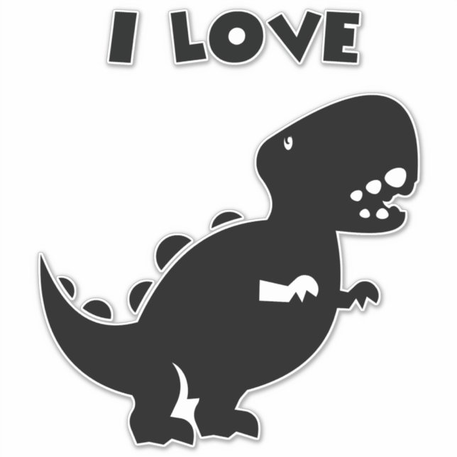 I Love Dinosaurs tyrannosaurus rex Silhouette Art  Sticker (Front)