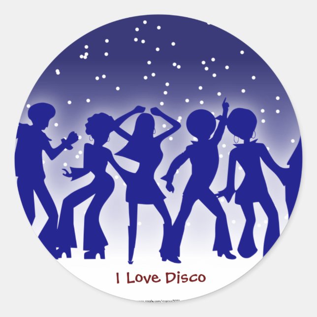 I Love Disco Classic Round Sticker (Front)