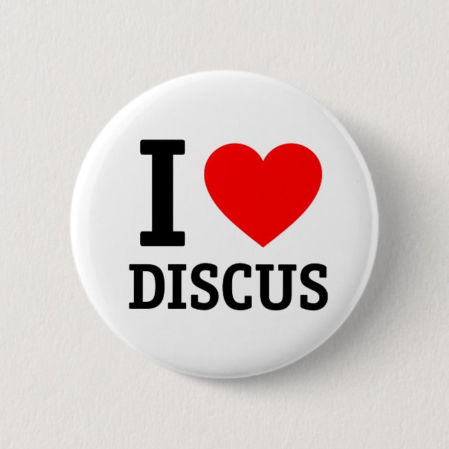 I Love Discus Button (Front)