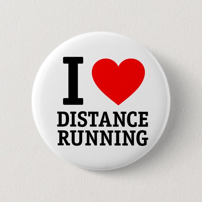 I Love Distance Running Button (Front)