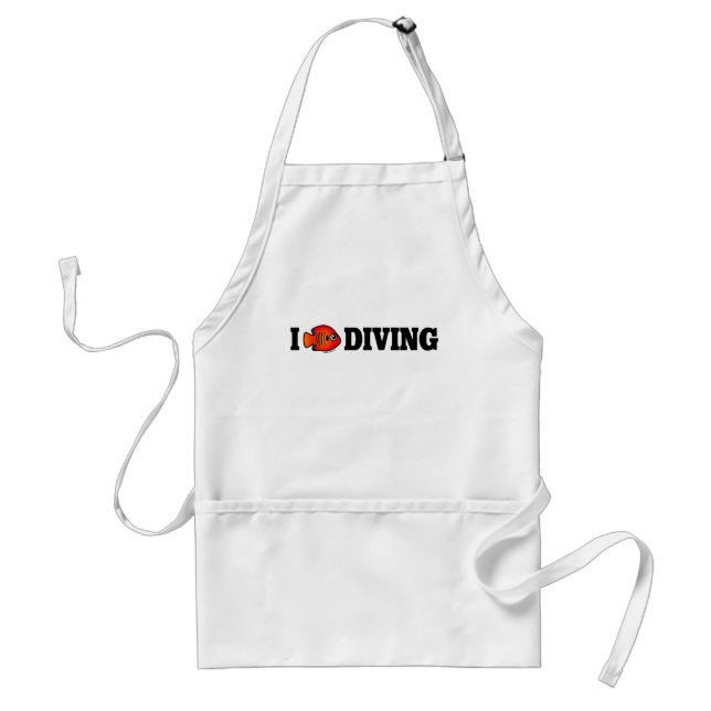 I Love Diving Adult Apron (Front)