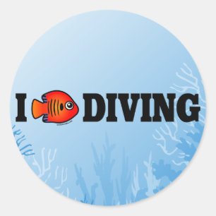 I Love Diving Classic Round Sticker