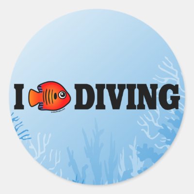 I Love Diving Classic Round Sticker