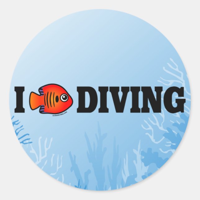 I Love Diving Classic Round Sticker (Front)