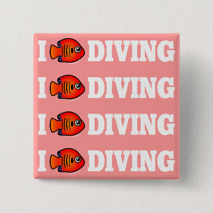 I Love Diving Pinback Button