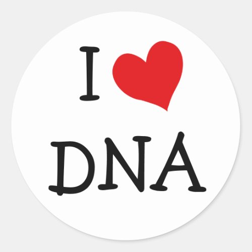 I Love DNA Classic Round Sticker