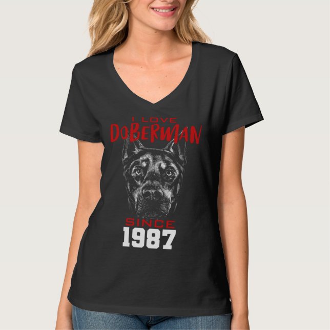 I love doberman since 1987 T-Shirt (Front)