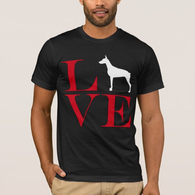 I Love Dobermans - Dark Colored Tee (Front)