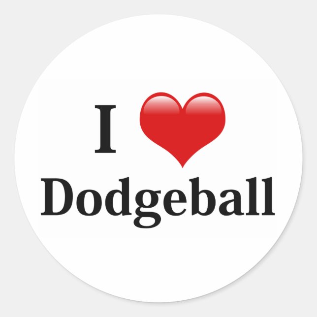 I Love Dodgeball Classic Round Sticker (Front)