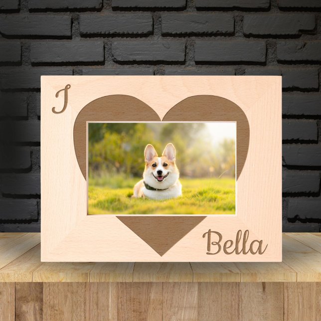 I love Dog Name Heart Photo  Engraved Frames (Creator Uploaded)