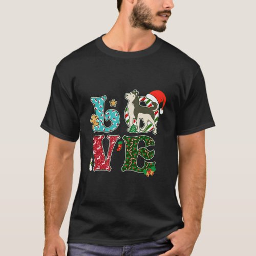I Love Dog Siberian Husky Christmas T_Shirt