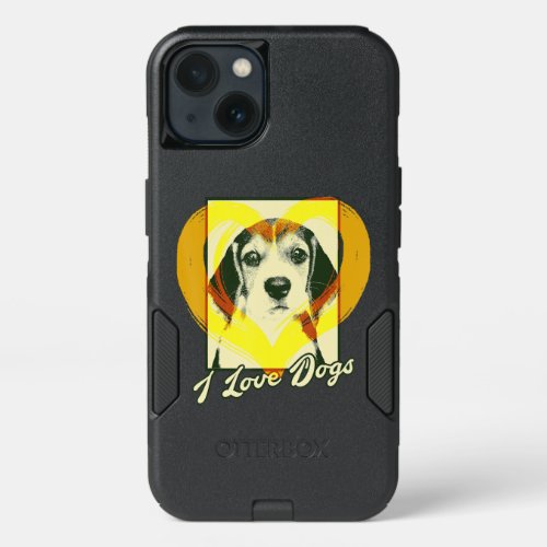 I Love Dogs Beagle With Heart Frame Gift iPhone 13 Case