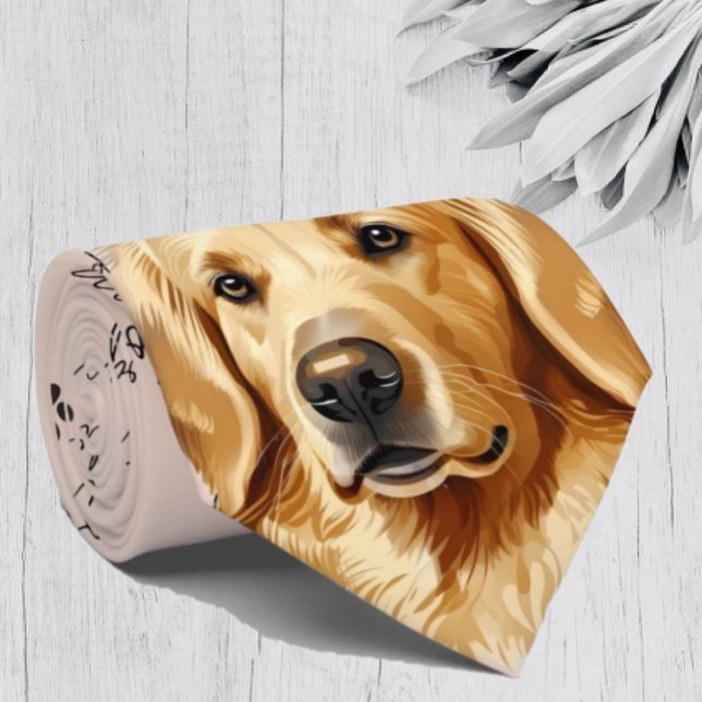 I Love Dogs Golden Retriever Labrador Neck Tie (Creator Uploaded)
