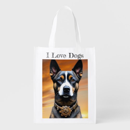 I Love Dogs Grocery Bag