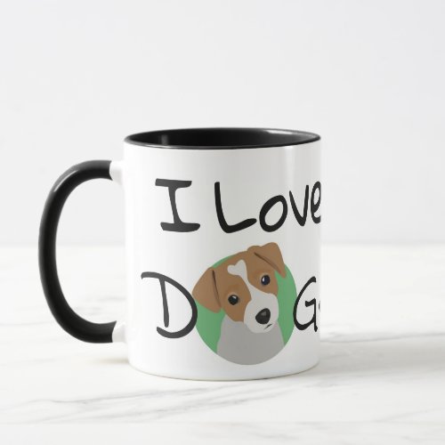 I Love Dogs Jack Russell and Heart Mug