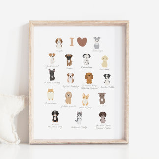I Love Dogs Kids Room & Nursery Decor Poster
