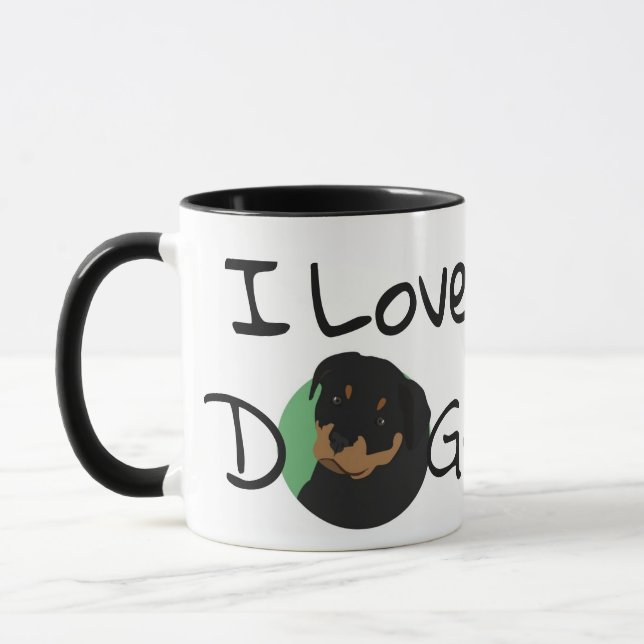 I Love Dogs Rottweiler Heart Mug (Left)