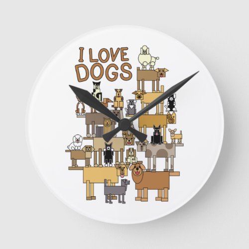 I LOVE DOGS ROUND CLOCK