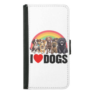 I Love Dogs Shirt, Cute Rainbow Shirt, Funny I Hea Samsung Galaxy S5 Wallet Case