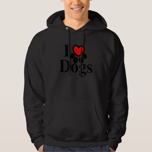 I Love Dogs With Puppy Paw Print Red Heart Dog Hoodie