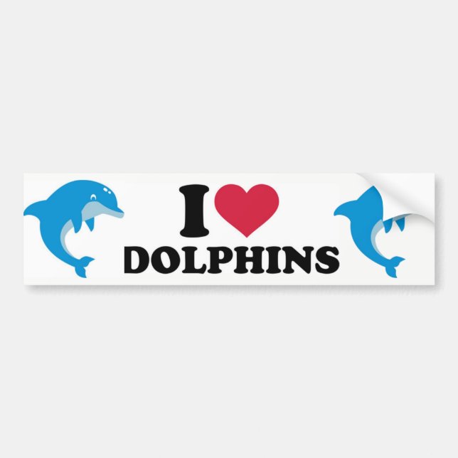I Love Dolphins Bumper Sticker (Front)
