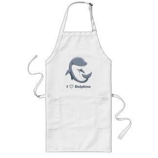 I Love Dolphins Cute Bottlenose Long Apron