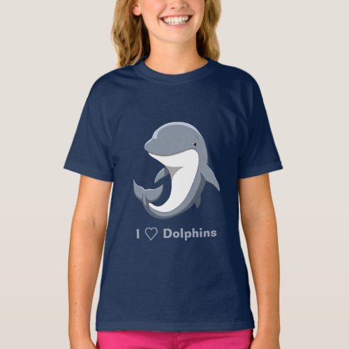 I Love Dolphins Cute Bottlenose T_Shirt
