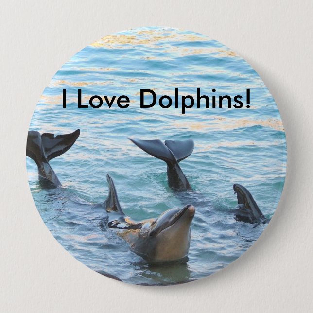 I Love Dolphins! Dolphin Photo Button (Front)