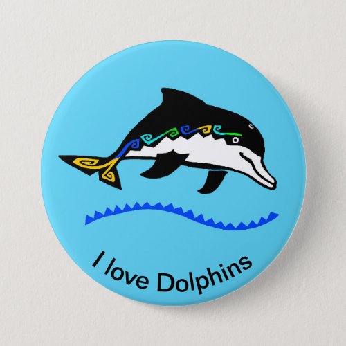 I love  DOLPHINS _  Marine _ Nautical _ Ocean blue Button