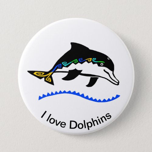 I love DOLPHINS _Marine wildlife _Nautical _ Ocean Button