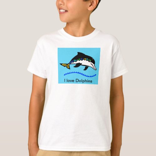 I love DOLPHINS _ Ocean Wildlife _ Marine blue _ T_Shirt