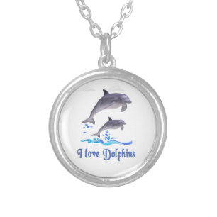 I love Dolphins Silver Plated Necklace