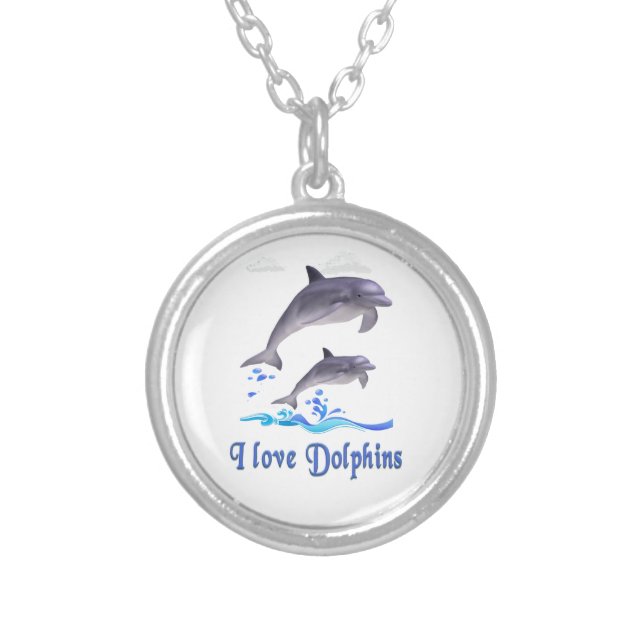 I love Dolphins Silver Plated Necklace (Front)