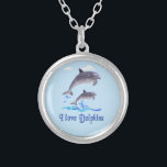 I love Dolphins Silver Plated Necklace<br><div class="desc">I love Dolphins</div>