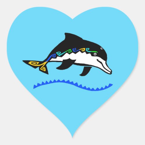  I love DOLPHINS _ Wildlife _ Ocean blue Heart Sticker