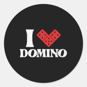 I Love Domino Dominoes Bones Domino Player Classic Round Sticker