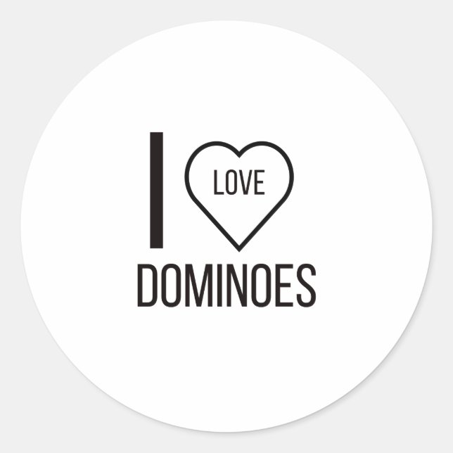 I LOVE DOMINOES CLASSIC ROUND STICKER (Front)