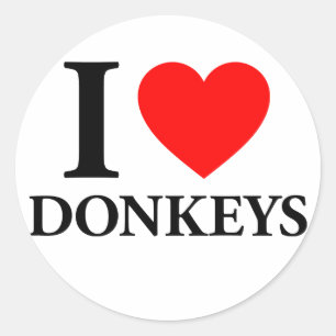 I Love Donkeys Classic Round Sticker