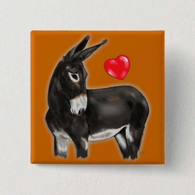 I Love Donkeys Demure Donkey Pinback Button (Front)