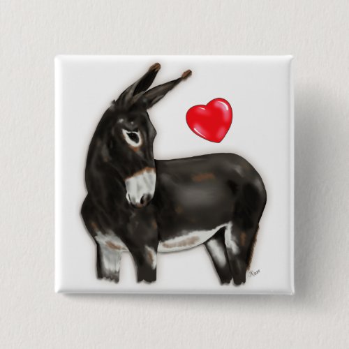 I Love Donkeys Demure Donkey Pinback Button