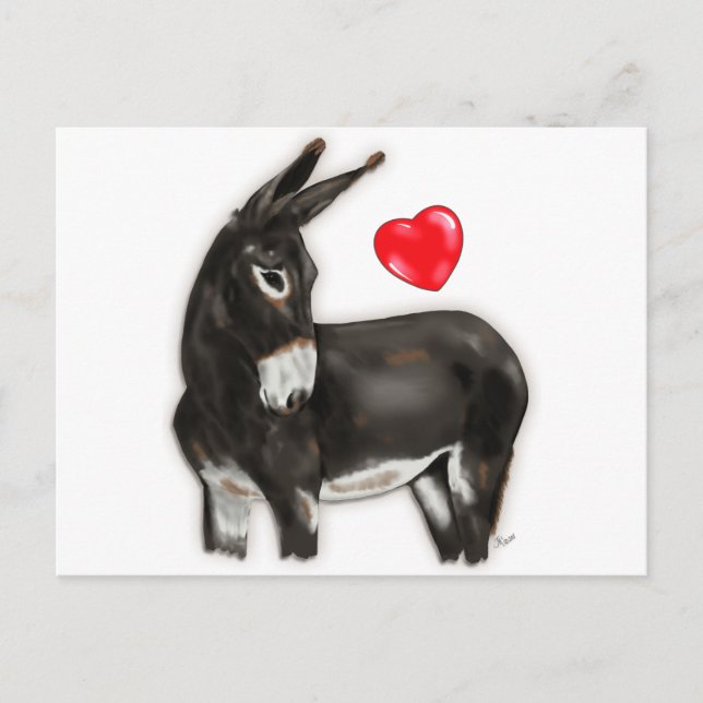 I Love Donkeys Demure Donkey Postcard (Front)